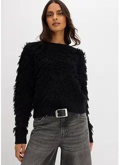 Maglione in filato grosso con frange, bonprix