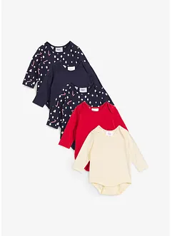 Body a maniche lunghe in puro cotone biologico (pacco da 5), bonprix