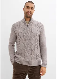 Maglione a trecce con zip, bonprix