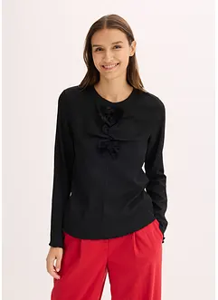 Maglia a maniche lunghe in crêpe operato, bonprix