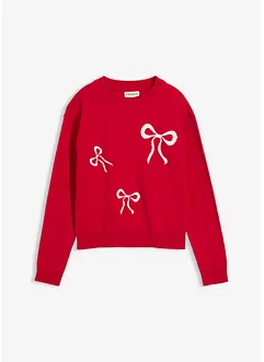 Maglione in filato fine con fiocchi, bonprix