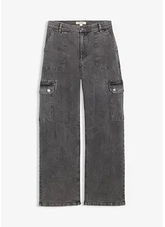 Jeans cargo a vita alta, bonprix