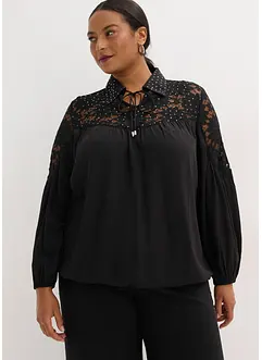 Blusa con colletto e pizzo, bonprix