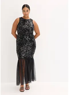 Abito in paillettes con volant, bonprix