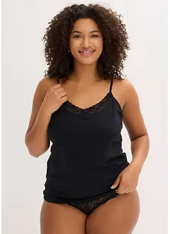 Canottiera con cotone biologico e pizzo (pacco da 2), bonprix