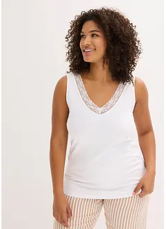 Canottiera con cotone biologico e pizzo (pacco da 2), bonprix