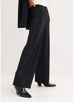 Pantaloni con elastico in vita in punto di Roma con strass, bonprix