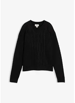 Maglione in  filato grosso con motivo a trecce, bonprix