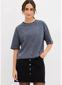 T-shirt in puro cotone con strass, bonprix