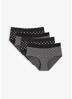 Culotte a vita alta con pizzo e cotone biologico (pacco da 4), bonprix