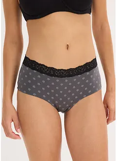 Culotte a vita alta con pizzo e cotone biologico (pacco da 4), bonprix