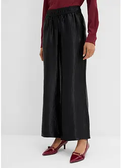 Pantaloni a palazzo satinati con elastico in vita, bonprix