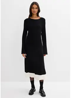 Abito in maglia di misto viscosa con dettagli a contrasto, bonprix