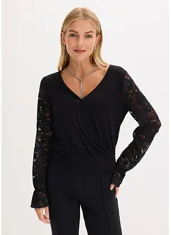 Maglia a maniche lunghe con pizzo, bonprix