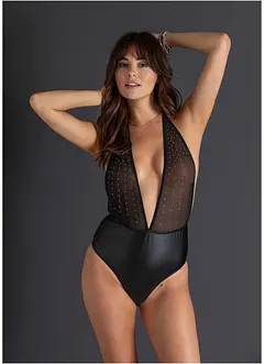 Body con perizoma e glitter, bonprix