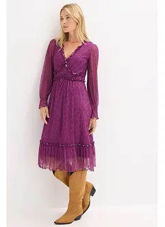 Abito midi in jersey e mesh, bonprix