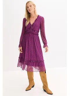 Abito midi in jersey e mesh, bonprix