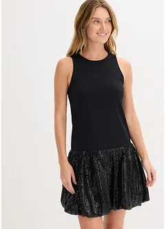 Abito di paillettes in morbido punto di Roma, bonprix