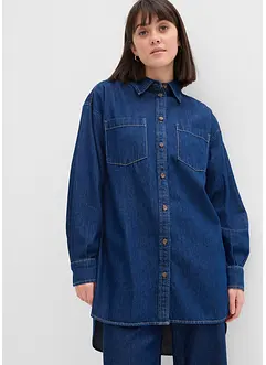 Camicia di jeans oversize in denim robusto di puro cotone, bonprix