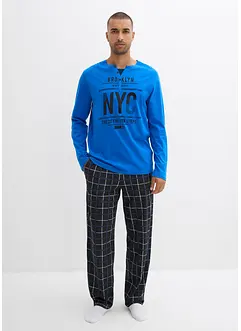 Pigiama in puro cotone con bottoni e maniche lunghe, bonprix