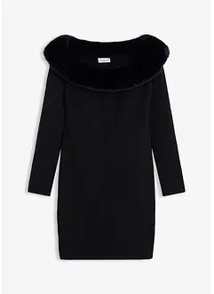 Abito in maglia con inserto in pelliccia sintetica, bonprix