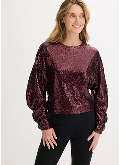 Maglia a maniche lunghe con paillettes, bonprix