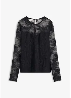 Maglia a maniche lunghe in pizzo raffinato, bonprix