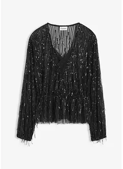 Blusa con paillettes e frange, bonprix