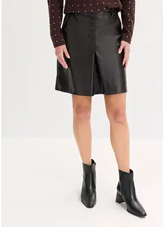 Gonna a pieghe in similpelle di vernice, bonprix