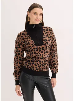 Maglione con mezza zip, bonprix