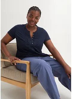 Maglia in filato fiammato di cotone a maniche corte, bonprix