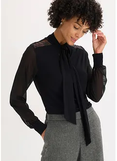 Maglia con fiocco e pizzo, bonprix