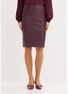 Gonna al ginocchio in similpelle con vestibilità aderente, bonprix