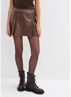 Gonna corta in similpelle con pieghe baciate, bonprix