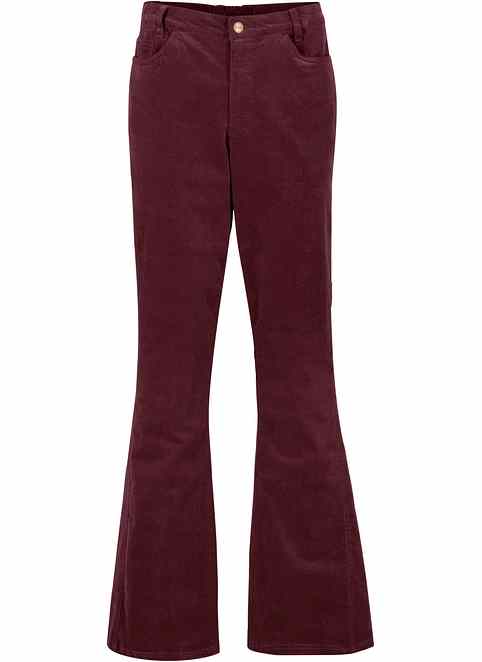Pantaloni a zampa di velluto elasticizzato che segue i movimenti - Nero