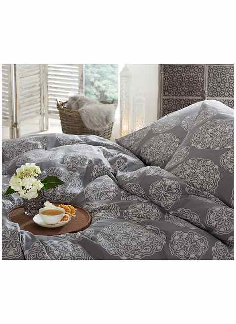 PHF Biancheria da letto 155x220, copripiumino da 155x220 cm, con 2 federe da 80x80 cm, morbida e non necessita di stiratura, biancheria da letto 155x220 cm, in microfibra con cerniera, grigio scuro