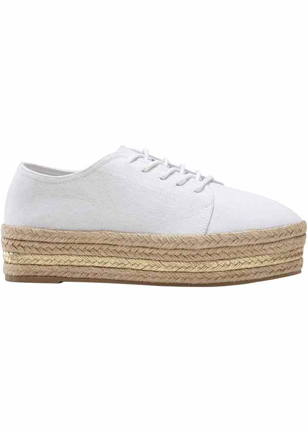 Sneaker stilose con plateau trendy in corda. - Bianco