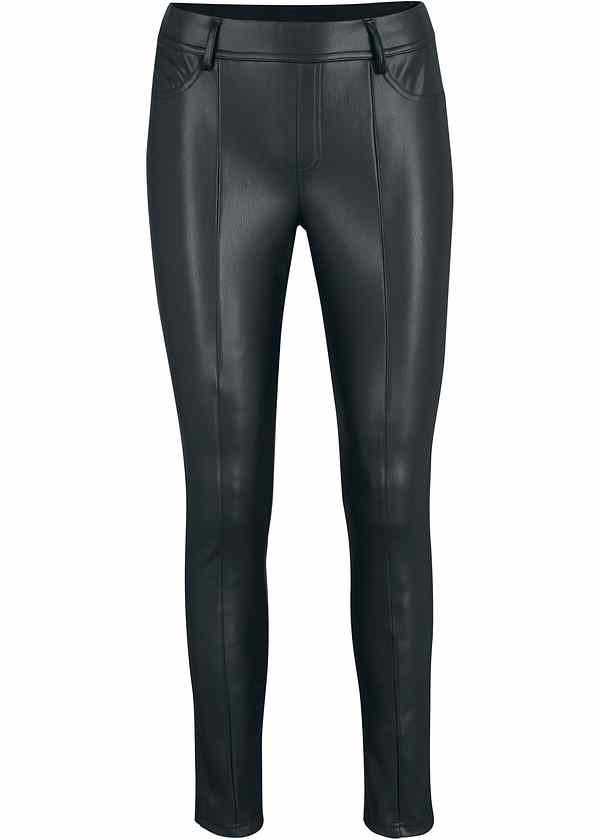 Leggings con passanti per la cintura e tasche dietro - Nero