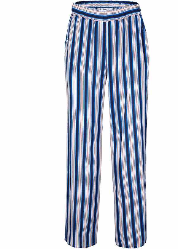 Pantaloni in viscosa a righe, con elastico in vita, a gamba larga - Blu  scuro a righe