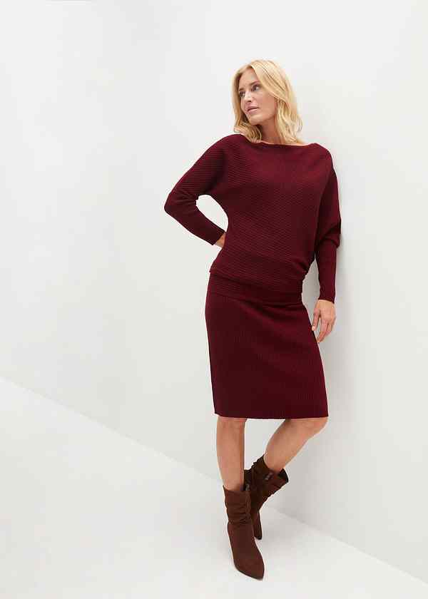 Maglione moderno con spalle scoperte - Rosso scuro