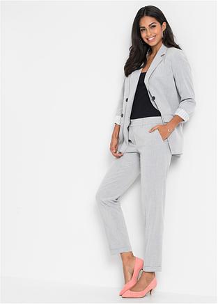 Pantaloni eleganti con pieghe stirate - Grigio melange