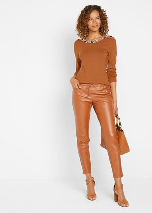 Pantaloni in similpelle moderni con elastico in vita della bpc selection  premium - Marrone rossiccio