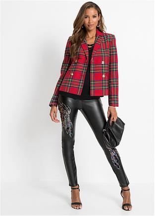 Pantaloni in similpelle con paillettes - Nero