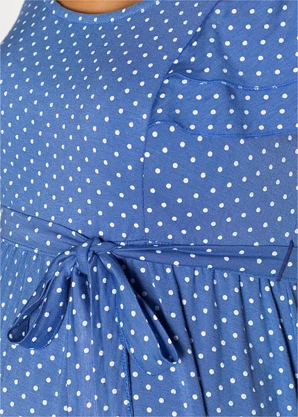 Abito prémaman in maglina con maniche corte doppiate Celeste a pois