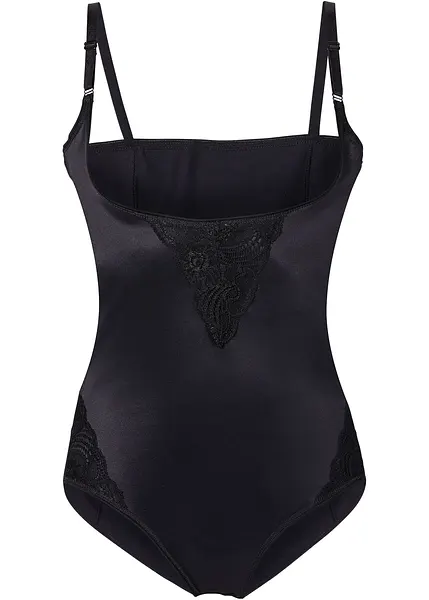 Bellissimo body con effetto modellante forte e dettagli graziosi in pizzo - Nero