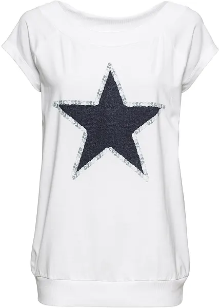 T shirt ampia con stella stampata e maniche a raglan