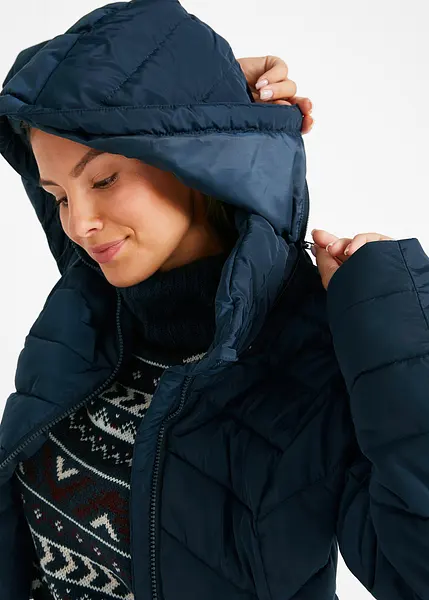 Giacca trapuntata leggera da donna, calda giacca invernale, elegante, impermeabile, con cappuccio, con cerniera, casual, invernale, con cerniera, calda, per le mezze stagioni, per le attività all'aria
