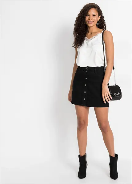 Gonna di jeans elasticizzata, leggermente svasata, con