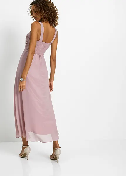 Abito elegante con corsetto in pizzo e gonna dal look a strati