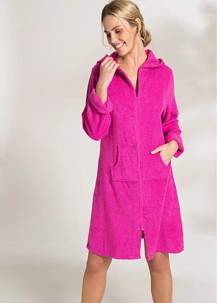 Accappatoio soffice con cerniera Fucsia